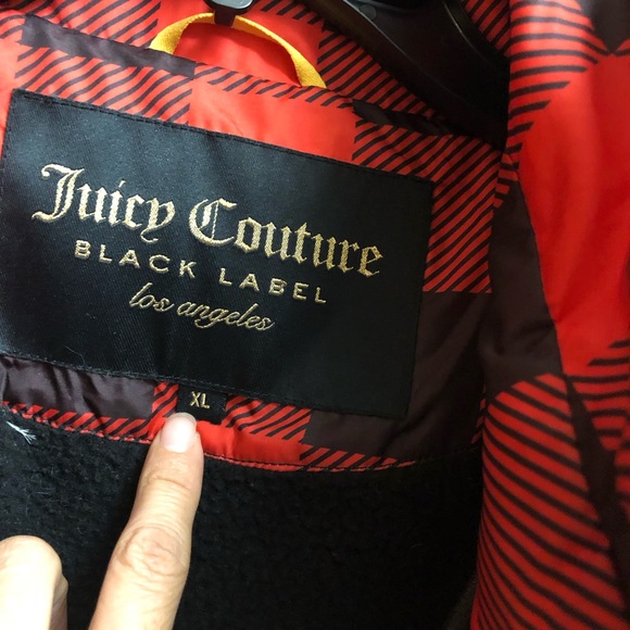 Juicy Couture Black Label Red/Black Plaid Puffer Jacket XL - Picture 13 of 13
